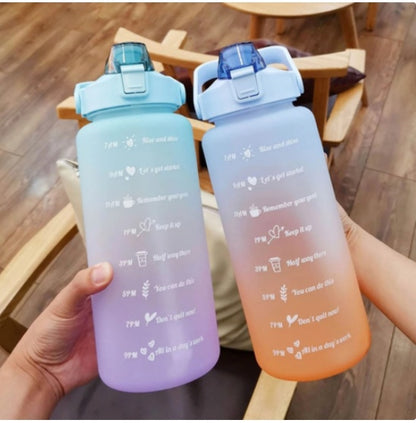 2L Trinkflasche Wasserflasche Gym Sport Travel Mit Strohhalm